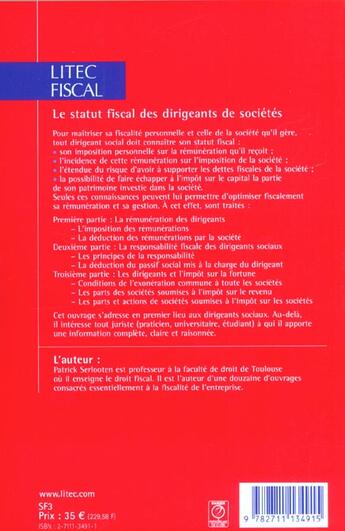 Couverture du livre « Le statut fiscal des dirigeants de societes » de  aux éditions Lexisnexis