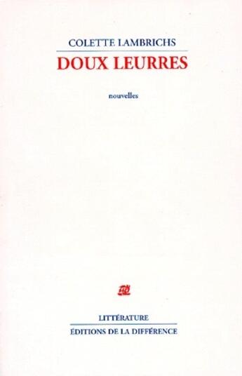 Couverture du livre « Doux leurres » de Colette Lambrichs aux éditions La Difference