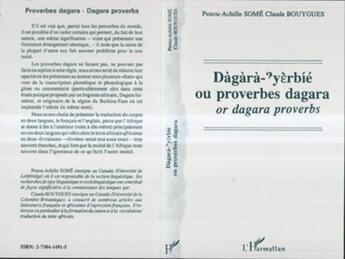 Couverture du livre « Dagara-?yerbíé ou proverbes dagara or dagara proverbs » de Penou-Achille Some et Claude Bouygues aux éditions L'harmattan