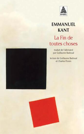 Couverture du livre « La fin de toutes choses » de Emmanuel Kant aux éditions Actes Sud