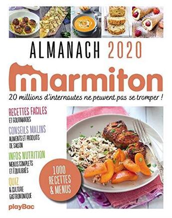 Couverture du livre « Almanach Marmiton (édition 2020) » de  aux éditions Play Bac