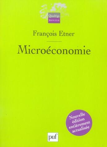 Couverture du livre « Microéconomie » de Etner/Francois aux éditions Puf