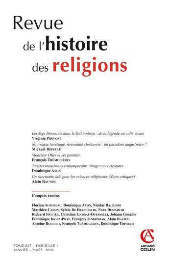 Couverture du livre « Revue de l'histoire des religions - n 1/2020 varia » de  aux éditions Armand Colin