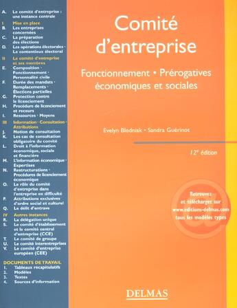 Couverture du livre « Comite d'entreprise ; fonctionnement ; prerogatives economiques et sociales ; 12e edition » de Evelyn Bledniak aux éditions Delmas