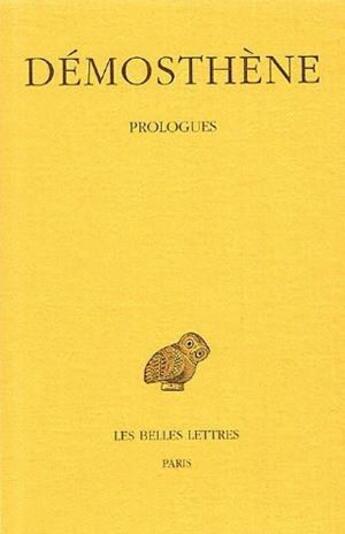 Couverture du livre « Prologues » de Demosthene aux éditions Belles Lettres