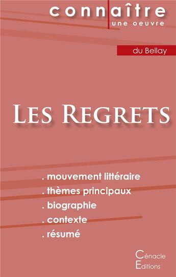 Couverture du livre « Les regrets, de Joachim du Bellay » de  aux éditions Editions Du Cenacle