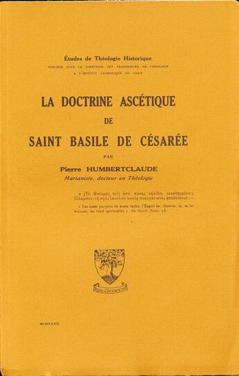 Couverture du livre « La doctrine ascétique de Basile de Césarée » de Pierre Humbert Clause aux éditions Beauchesne