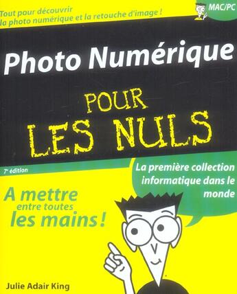 Couverture du livre « Photo numérique pour les nuls » de July Adair-King aux éditions First Interactive