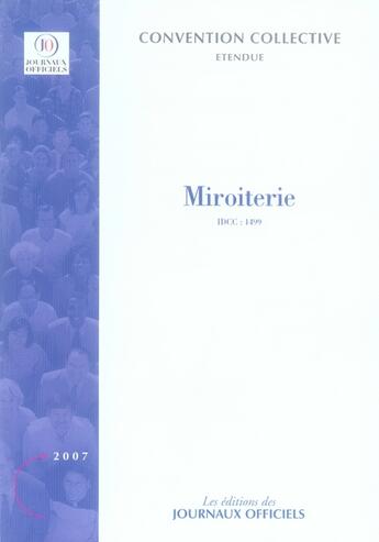 Couverture du livre « Miroiterie ; idcc 1499 » de  aux éditions Direction Des Journaux Officiels