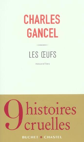 Couverture du livre « Les oeufs » de Charles Gancel aux éditions Buchet Chastel