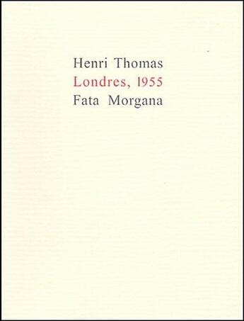 Couverture du livre « Londres,1955 » de Thomas/Helenon aux éditions Fata Morgana