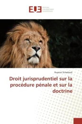 Couverture du livre « Droit jurisprudentiel sur la procedure penale et sur la doctrine » de Ruyenzi Schadrack aux éditions Editions Universitaires Europeennes