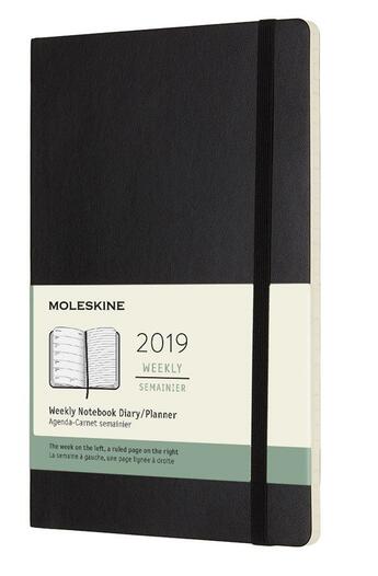 Couverture du livre « Agenda semainier grand format noir souple (édition 2019) » de  aux éditions Moleskine