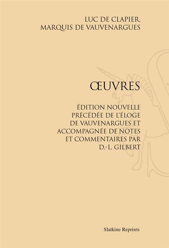 Couverture du livre « Oeuvres » de Luc De Clapier aux éditions Slatkine Reprints