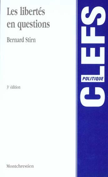 Couverture du livre « Les libertés en question (3e édition) » de Bernard Stirn aux éditions Lgdj