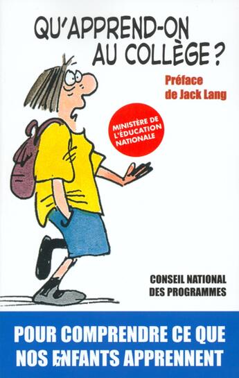 Couverture du livre « Qu'apprend-on au collège ? » de Canope/Lang aux éditions Xo