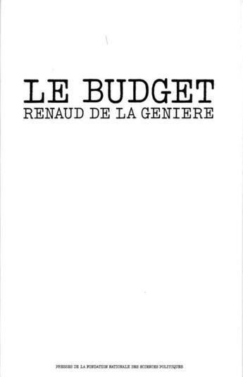 Couverture du livre « Le budget » de Renaud De La Geniere aux éditions Presses De Sciences Po