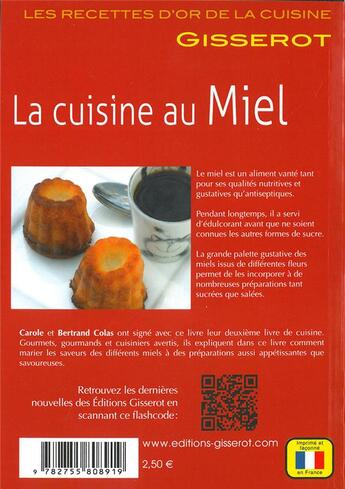 Couverture du livre « Recettes d'or: la cuisine au miel » de Carole Colas et Bertrand Colas aux éditions Gisserot