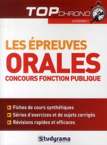 Couverture du livre « Les épreuves orales des concours de la fonction publique ; catégorie c » de Desfonds aux éditions Studyrama