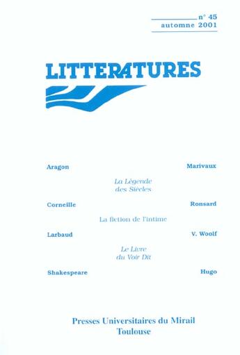 Couverture du livre « Litteratures 45 » de  aux éditions Pu Du Midi