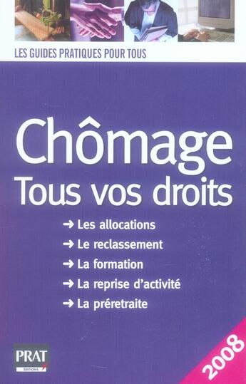 Couverture du livre « Chômage : tous vos droits (édition 2008) » de C Doleux aux éditions Prat