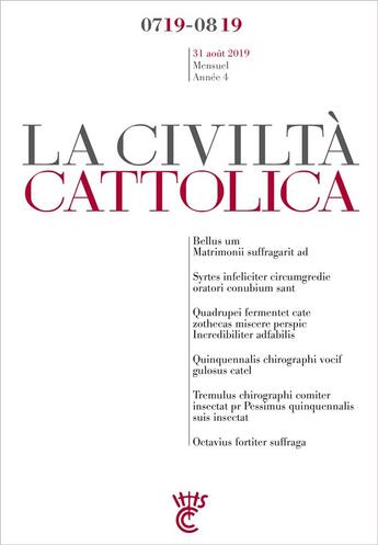 Couverture du livre « Civilta juillet-aout 2019 » de Sj Antonio Spadaro aux éditions Parole Et Silence