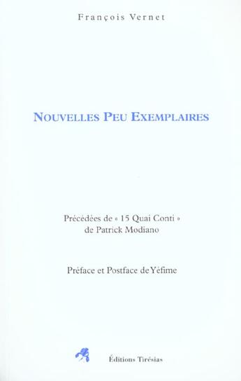 Couverture du livre « Nouvelles peu exemplaires » de Vernet aux éditions Tiresias