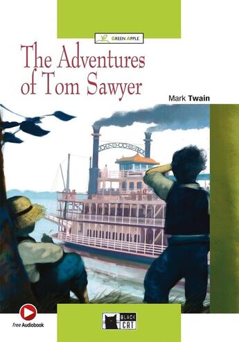 Couverture du livre « The adventures of tom sawyer +cdrom+app / a2 (green apple) » de Mark Twain aux éditions Cideb Black Cat