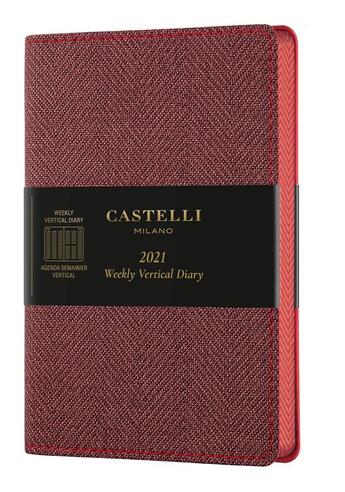 Couverture du livre « Agenda 2021 semainier vertical poche harris red » de  aux éditions Castelli Milano