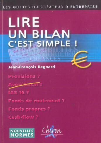 Couverture du livre « Lire un bilan c'est simple ! (édition 2005) » de Jean-François Regnard aux éditions Chiron