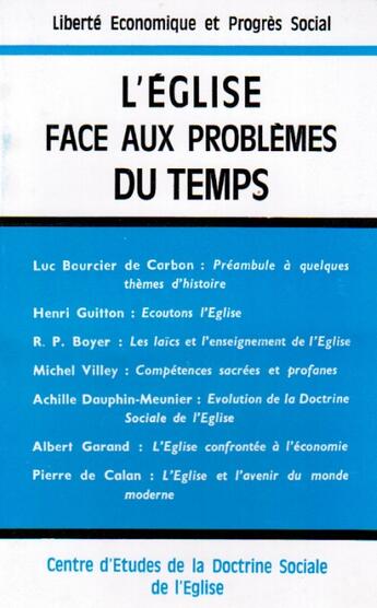 Couverture du livre « L'Eglise face aux problèmes du temps » de C.E.D.S.E. aux éditions Nel