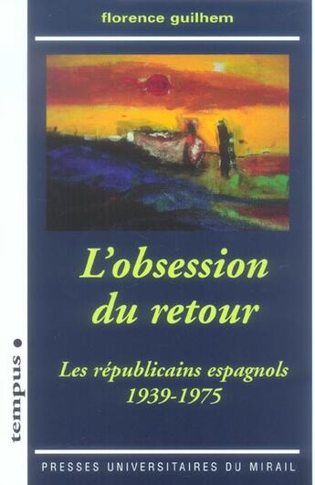 Couverture du livre « L'obsession du retour » de Guilhem F aux éditions Pu Du Midi