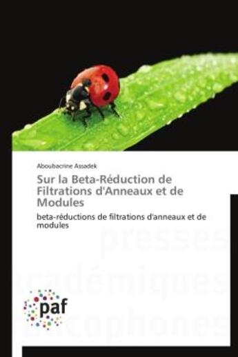 Couverture du livre « Sur la beta-réduction de filtrations d'anneaux et de modules » de Aboubacrine Assadek aux éditions Presses Academiques Francophones