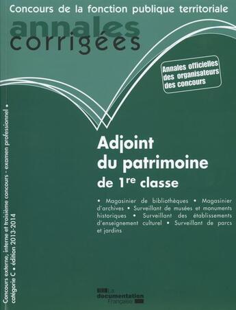 Couverture du livre « Adjoint du patrimoine de 1re classe (édition 2012) » de  aux éditions Documentation Francaise