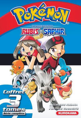 Couverture du livre « Pokémon ; la grande aventure - Rubis et Saphir : coffret Tomes 1 à 3 » de Hidenori Kusaka et Satoshi Yamamoto aux éditions Kurokawa