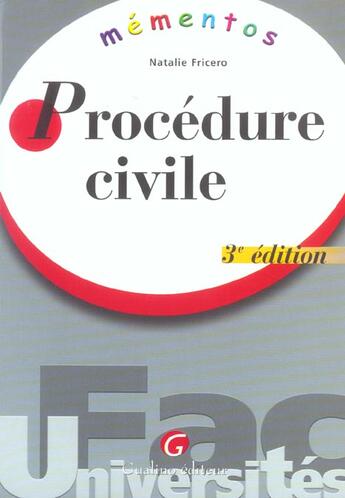 Couverture du livre « Memento procedure civile 3eme edition (3e édition) » de Fricero N aux éditions Gualino