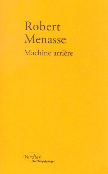 Couverture du livre « Machine arrière » de Robert Menasse aux éditions Verdier