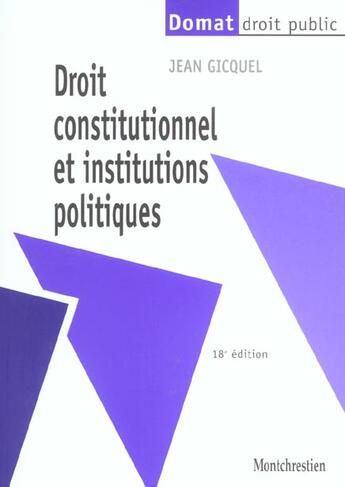 Couverture du livre « Droit constitutionnel et institutions politiques » de Jean Gicquel aux éditions Lgdj