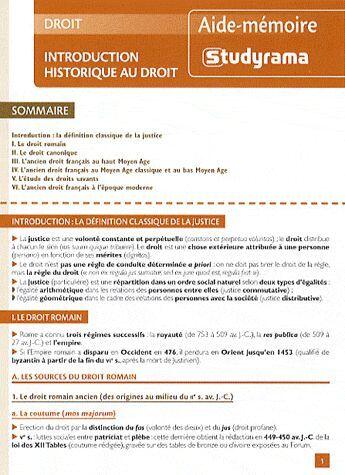 Couverture du livre « Introduction historique au droit » de Guillaume Bernard aux éditions Studyrama