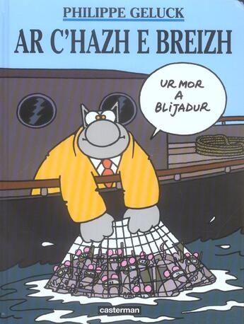 Couverture du livre « Le chat est content (en breton) » de Geluck/Dehaes aux éditions Casterman