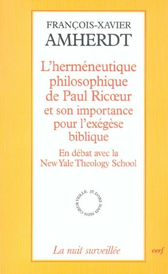 Couverture du livre « L'Herméneutique philosophique de Paul Ricoeur » de Amherdt Francois-Xav aux éditions Cerf