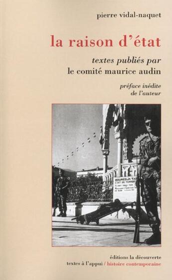 Couverture du livre « La raison d'etat » de Pierre Vidal-Naquet aux éditions La Decouverte