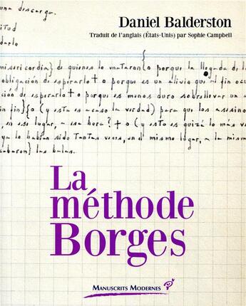 Couverture du livre « La méthode Borges » de Daniel Balderston aux éditions Pu De Vincennes