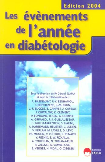 Couverture du livre « Evenem. d.annee diabetol.2004 (édition 2004) » de Slama aux éditions Eska
