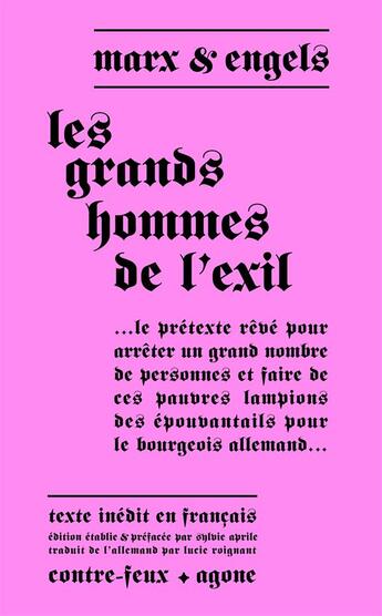 Couverture du livre « Les grands hommes de l'exil » de Karl Marx et Friedrich Engels aux éditions Agone