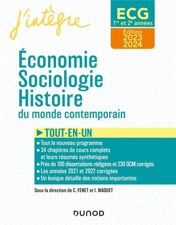 Couverture du livre « Ecg 1 et ecg 2 - economie, sociologie, histoire du monde contemporain 2023-2024 - tout-en-un » de Fenet/Pallud/Plihon aux éditions Dunod