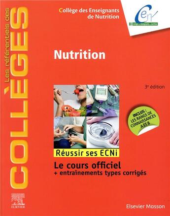 Couverture du livre « Nutrition ; réussir les ECNi (3e édition) » de  aux éditions Elsevier-masson