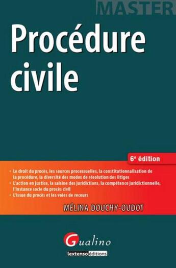 Couverture du livre « Procédure civile (6e édition) » de Melina Douchy-Oudot aux éditions Gualino