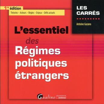 Couverture du livre « L'essentiel des régimes politiques étrangers » de Antoine Gazano aux éditions Gualino