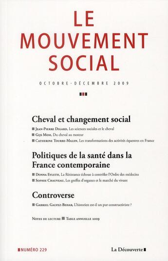 Couverture du livre « Cheval et changement sociale » de  aux éditions La Decouverte